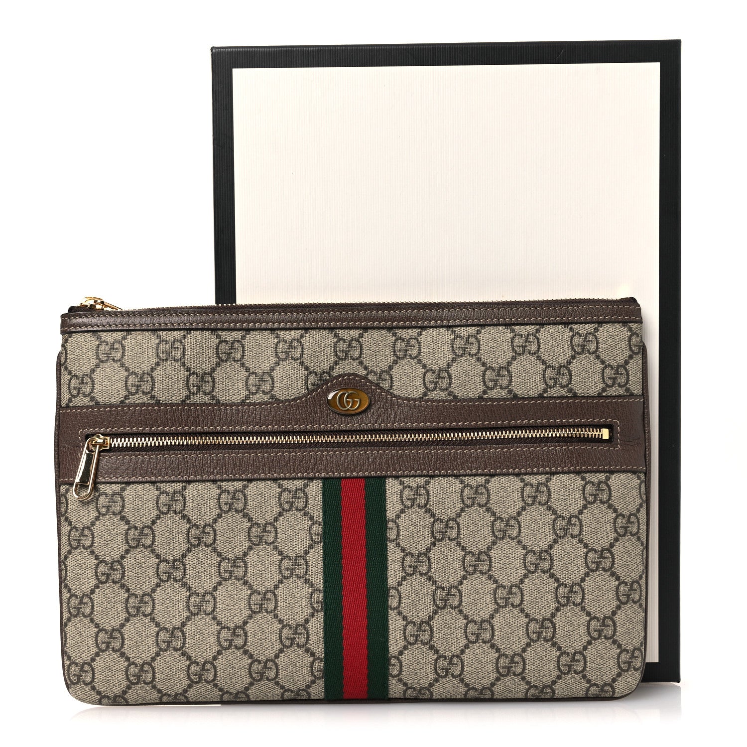 Gucci GG Supreme Monogram Large Ophidia Pouch Clutch Brown 9 of 9