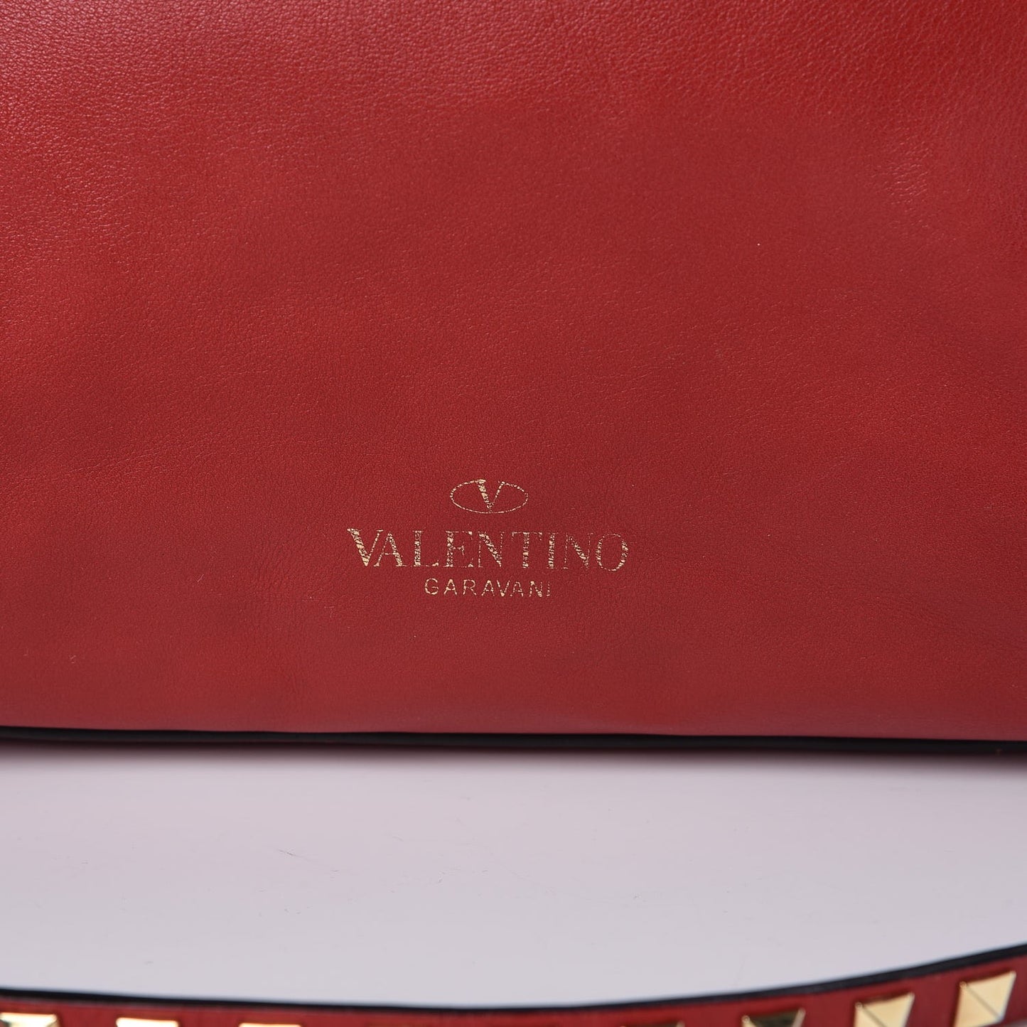 Calfskin Rockstud Top Handle Satchel Rosso Valentino