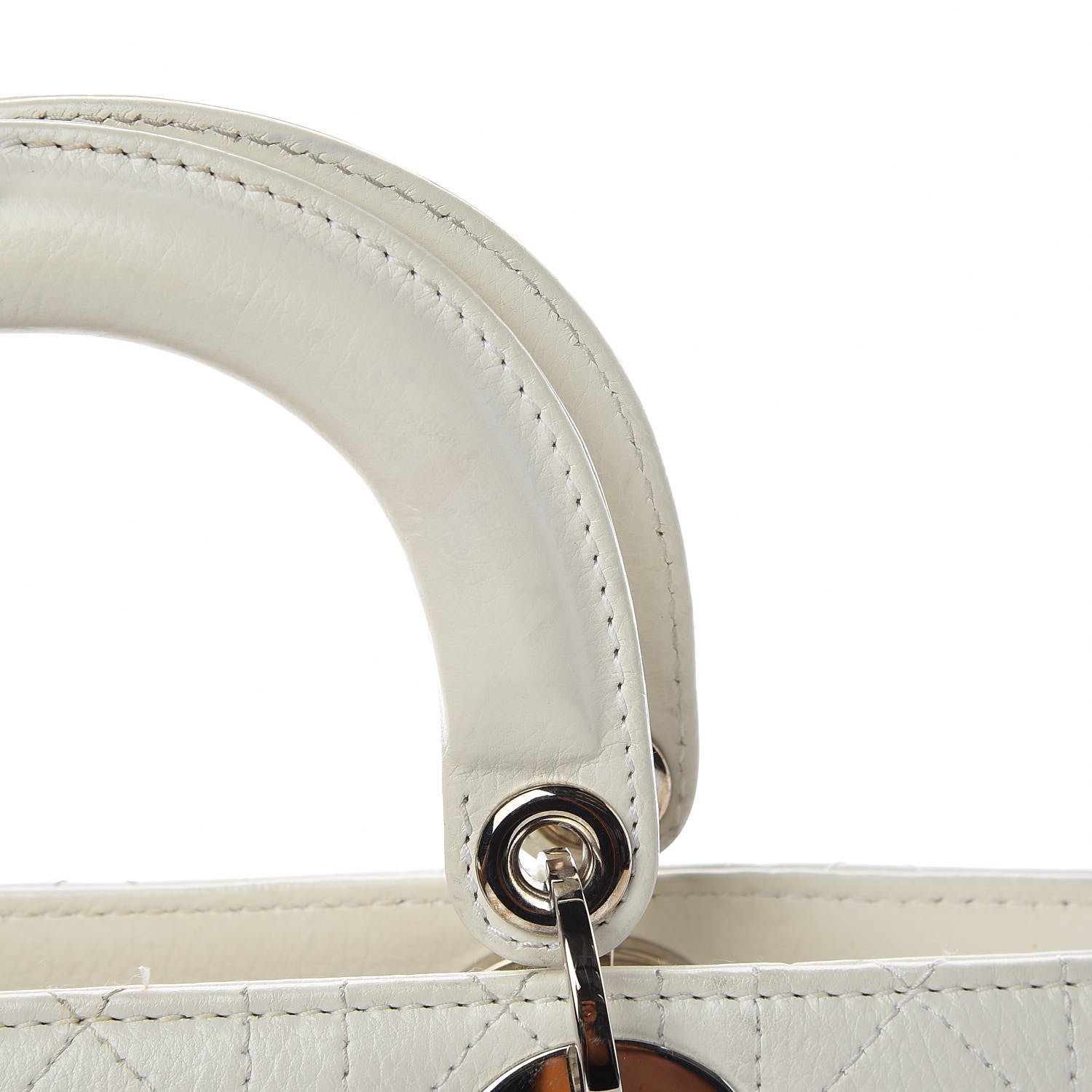 Christian Dior Calfskin Cannage Stitched Small Lady East West Lady Dior White 19 of 26