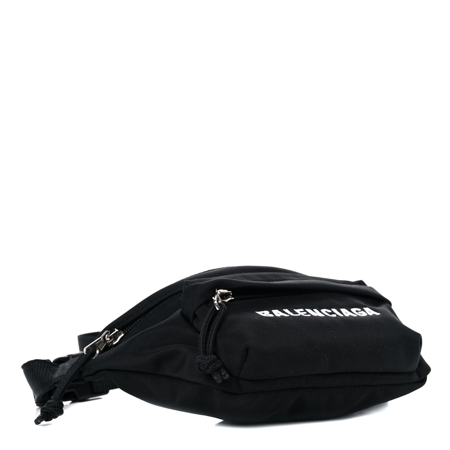 Sport Nylon Logo Embroidered Wheel Belt Bag Black White