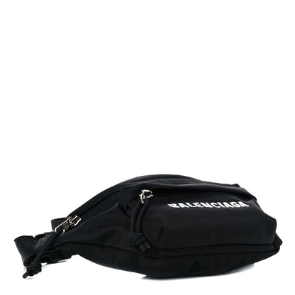 Balenciaga Sport Nylon Logo Embroidered Wheel Belt Bag Black White 3 of 11