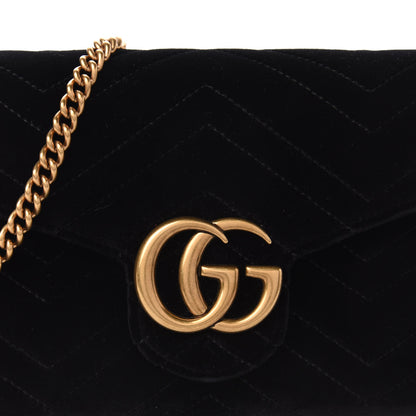 Gucci Velvet Matelasse GG Marmont Chain Wallet Black 9 of 9