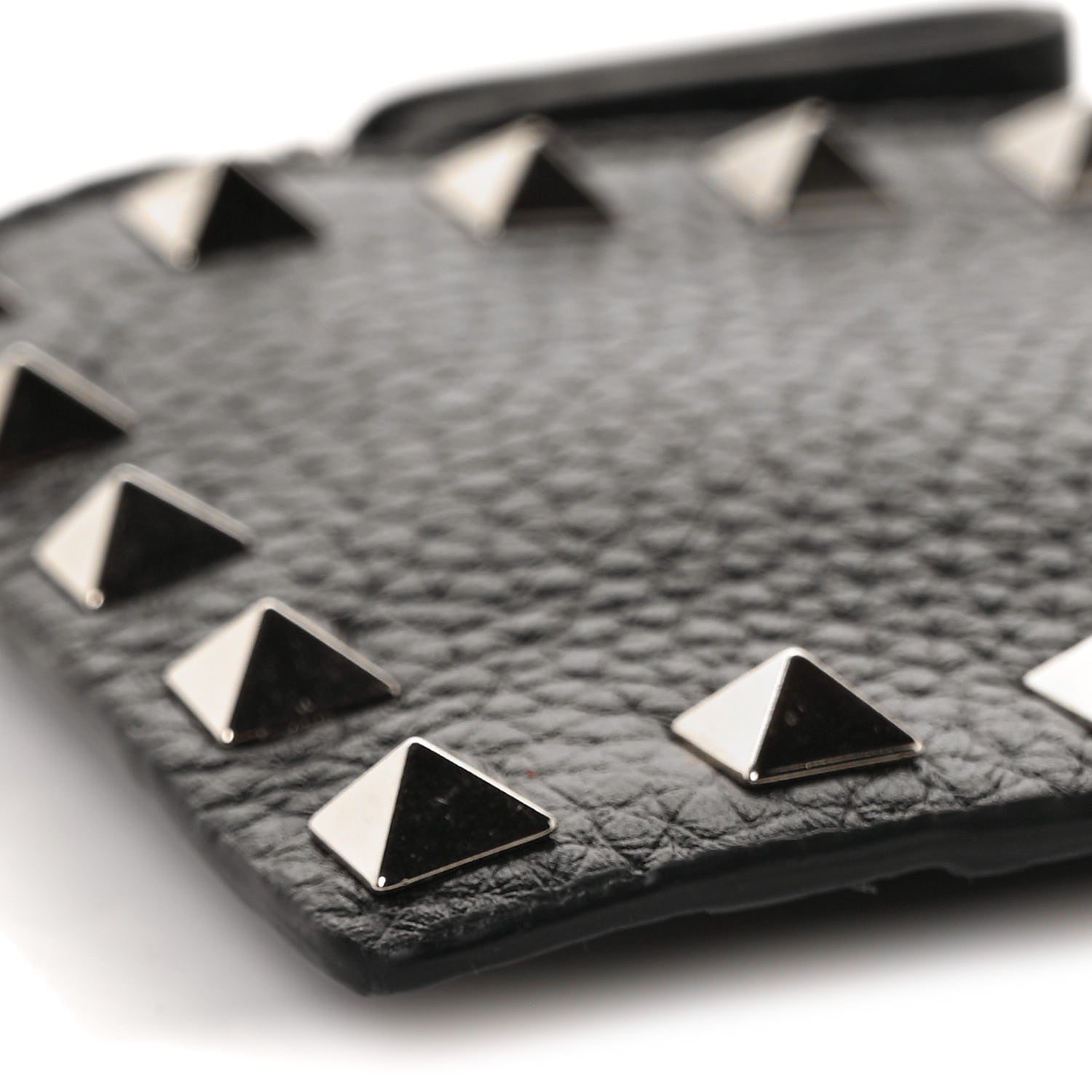 Valentino Garavani Pebbled Calfskin Rockstud Coin Case Card Holder Black 7 of 9