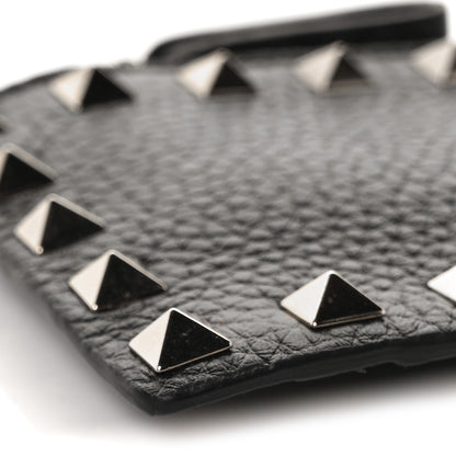 Valentino Garavani Pebbled Calfskin Rockstud Coin Case Card Holder Black 7 of 9
