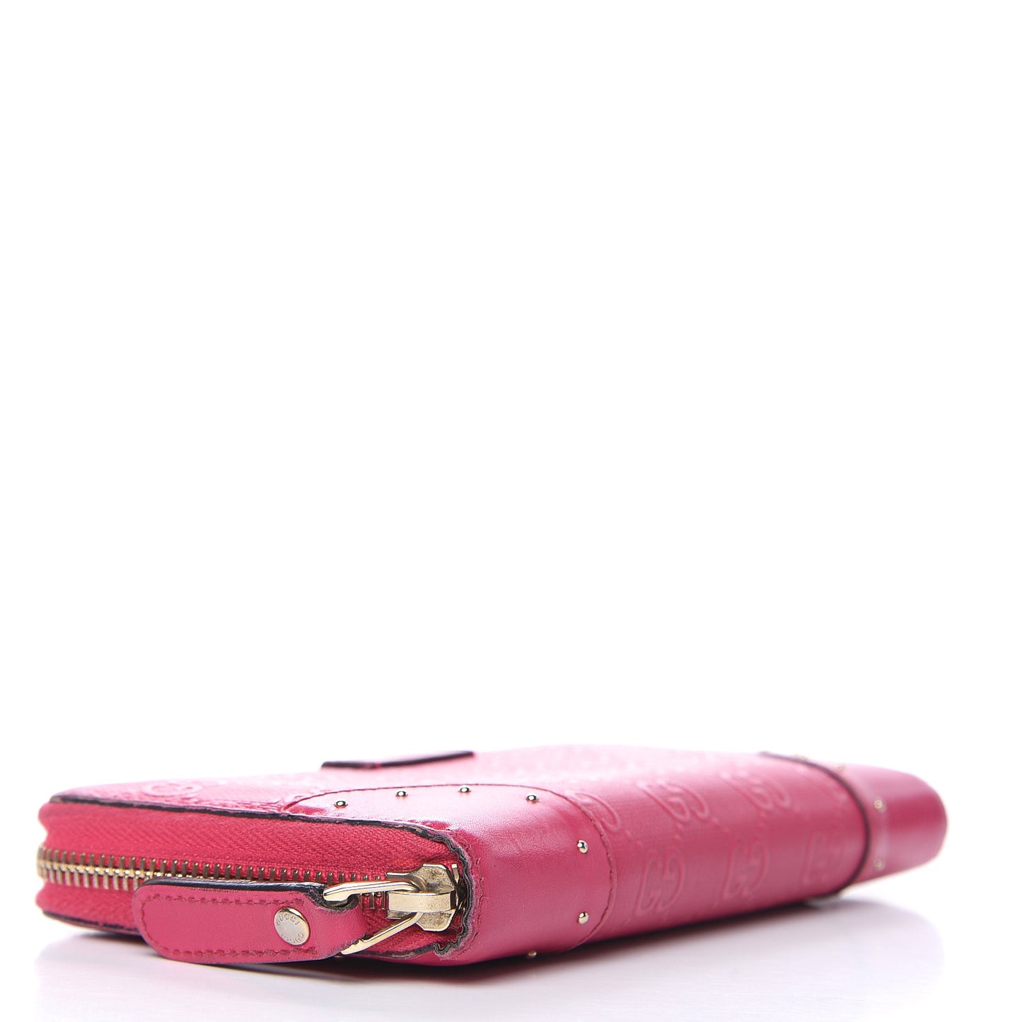 HIlary Lux GG Monogram Embossed Studded Zip Around Wallet Blossom