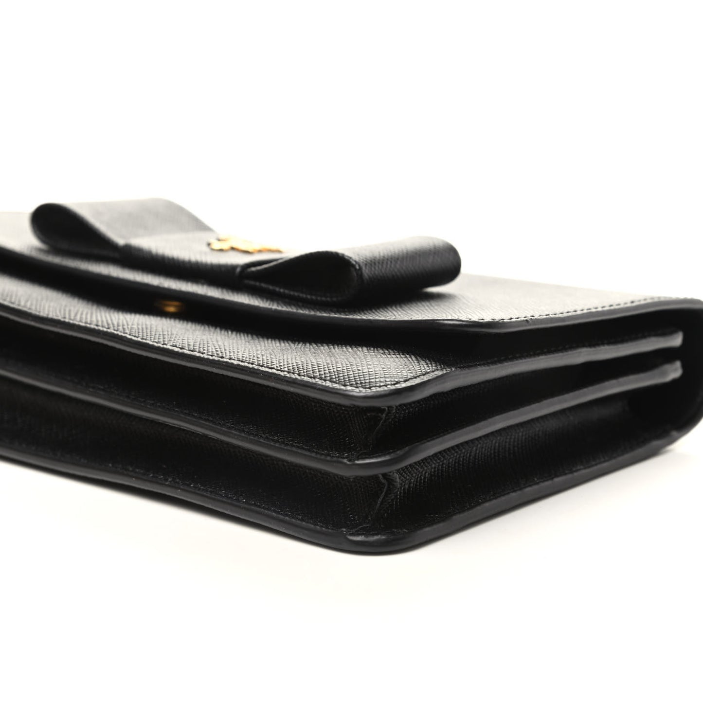 Saffiano Bow Flap Wallet Black