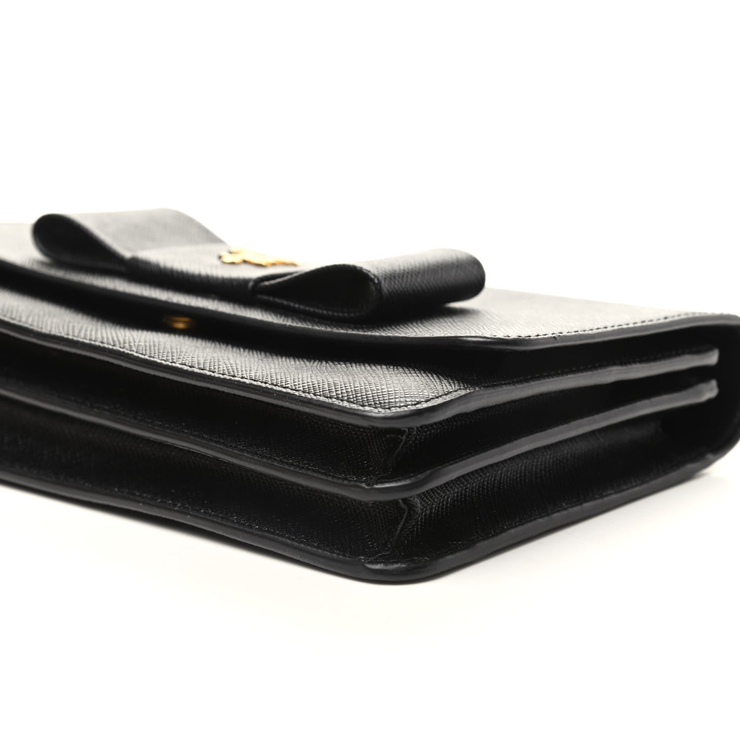 Prada Saffiano Bow Flap Wallet Black 8 of 8