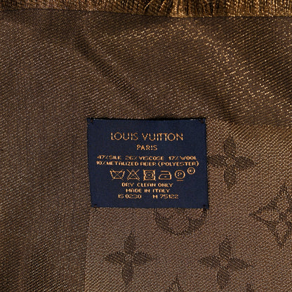 Louis Vuitton Silk Lurex Wool Monogram Shine Shawl Brown 4 of 5