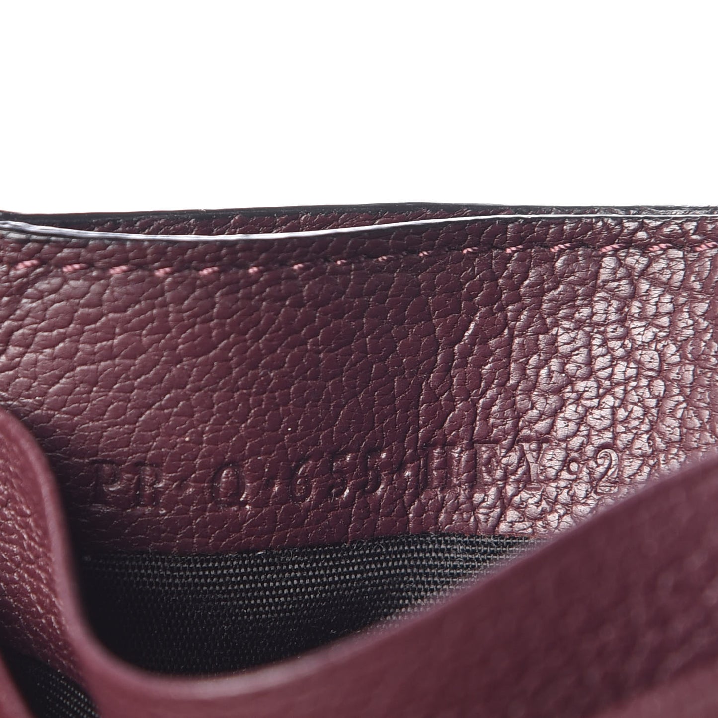 Pebbled Calfskin Rockstud Card Holder Wine