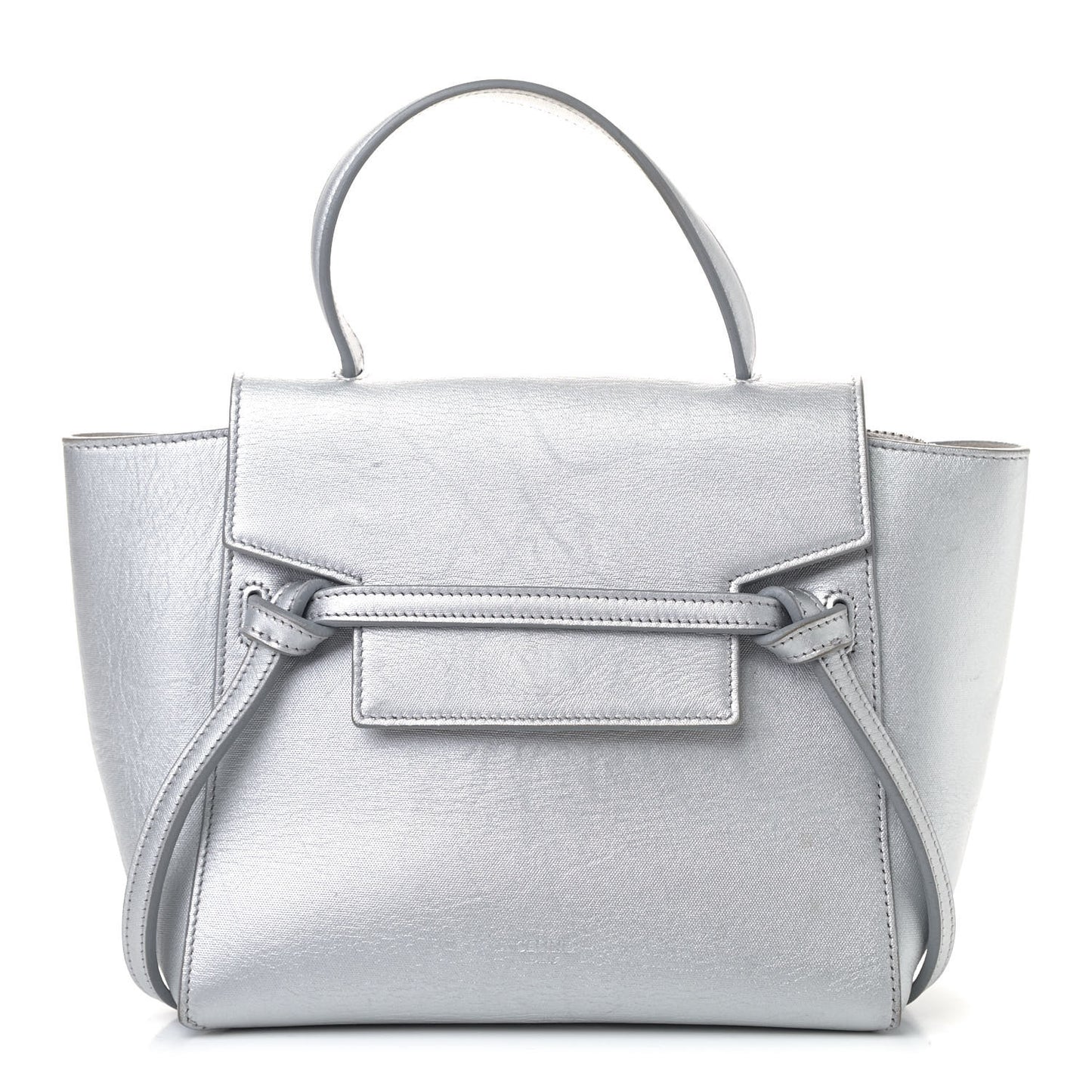 Laminated Calfskin Nano Belt Bag Silver