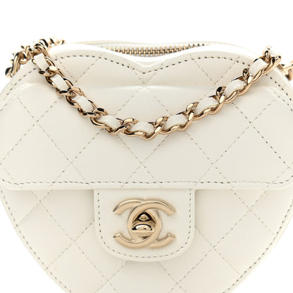 Chanel Lambskin Quilted CC In Love Heart Clutch With Chain White 8 of 11