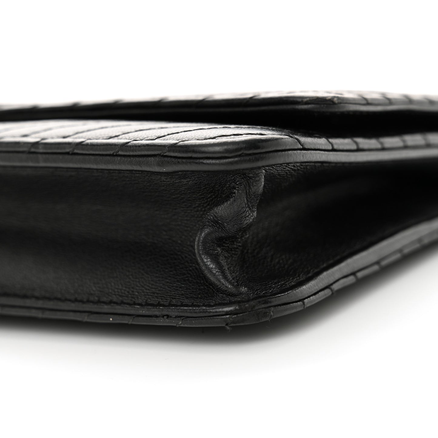 Lambskin Chevron Quilted Wallet On Chain WOC So Black