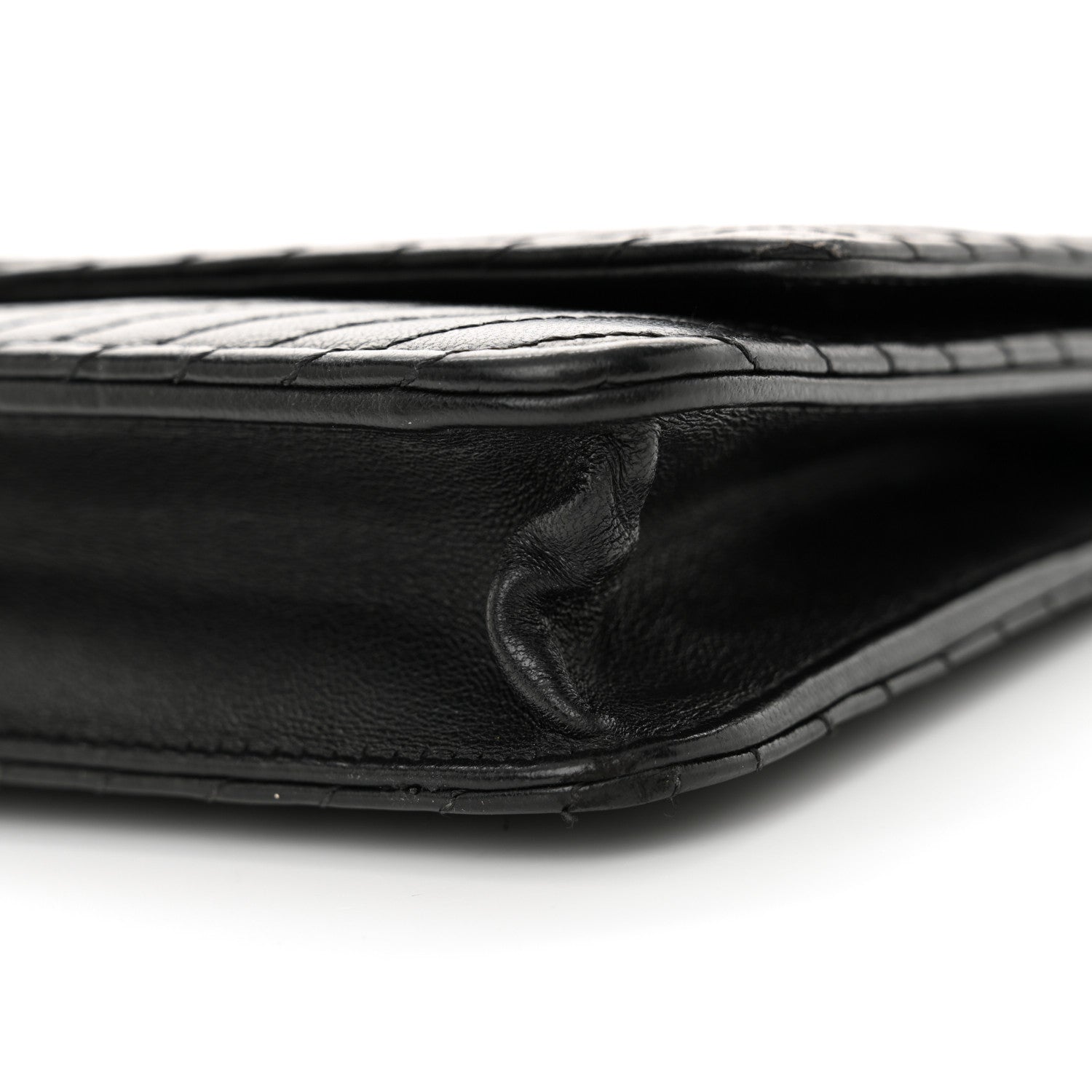Chanel Lambskin Chevron Quilted Wallet On Chain WOC So Black 11 of 13