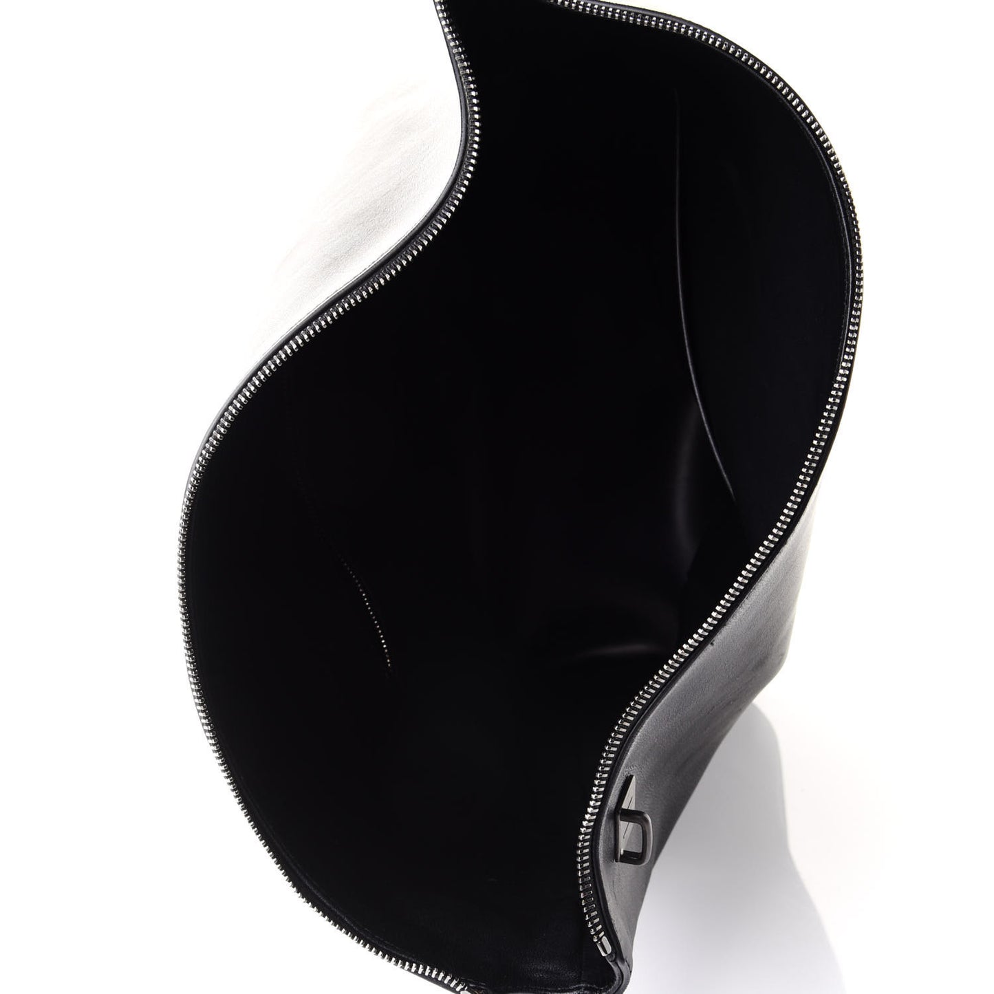 Shiny Calfskin Hobo Tote Black