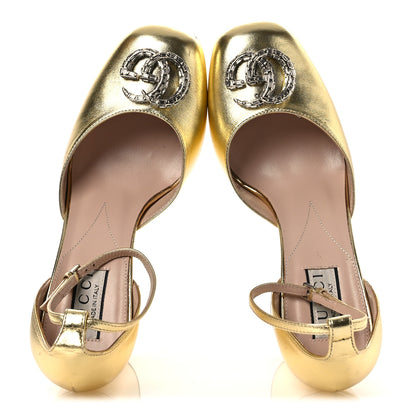 Gucci Metallic Nappa Crystal Double G Platform Pumps 38 Platino 2 of 14