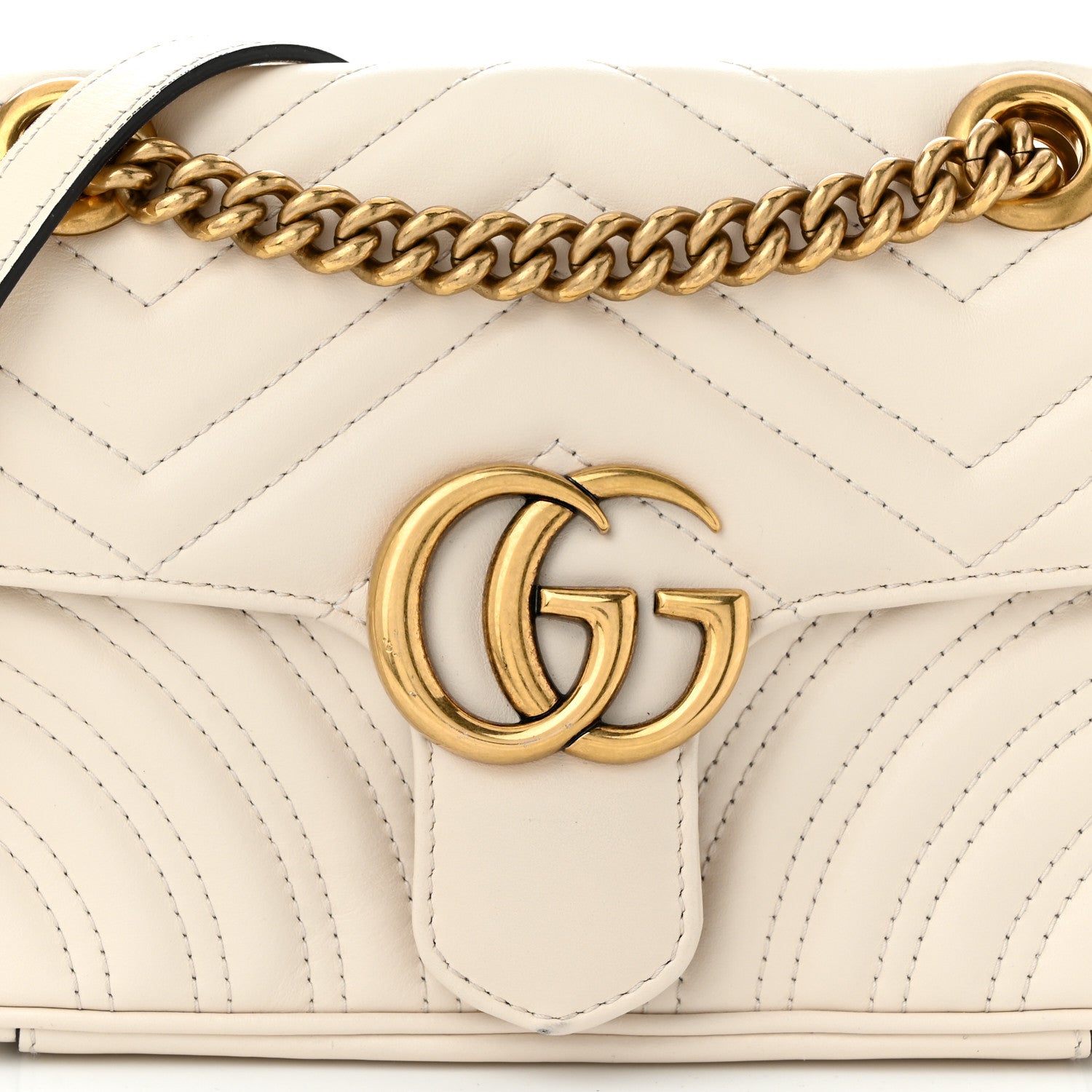 Gucci Calfskin Matelasse Mini GG Marmont Shoulder Bag White 8 of 12