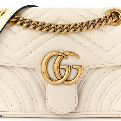 Gucci Calfskin Matelasse Mini GG Marmont Shoulder Bag White 8 of 12