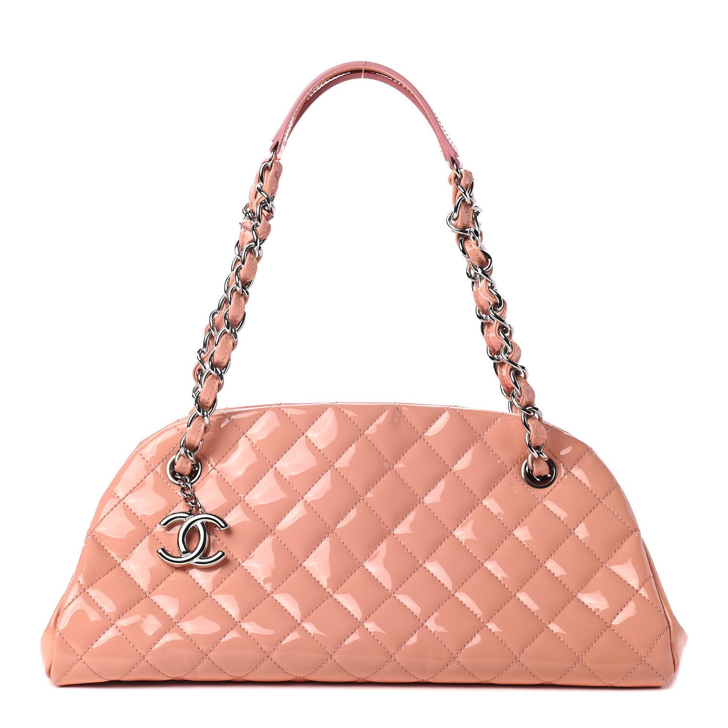 Patent Quilted Medium Just Mademoiselle Bowling Bag Pink