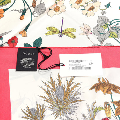 Gucci Silk Flora Gothic Square Scarf Ivory Red 3 of 3