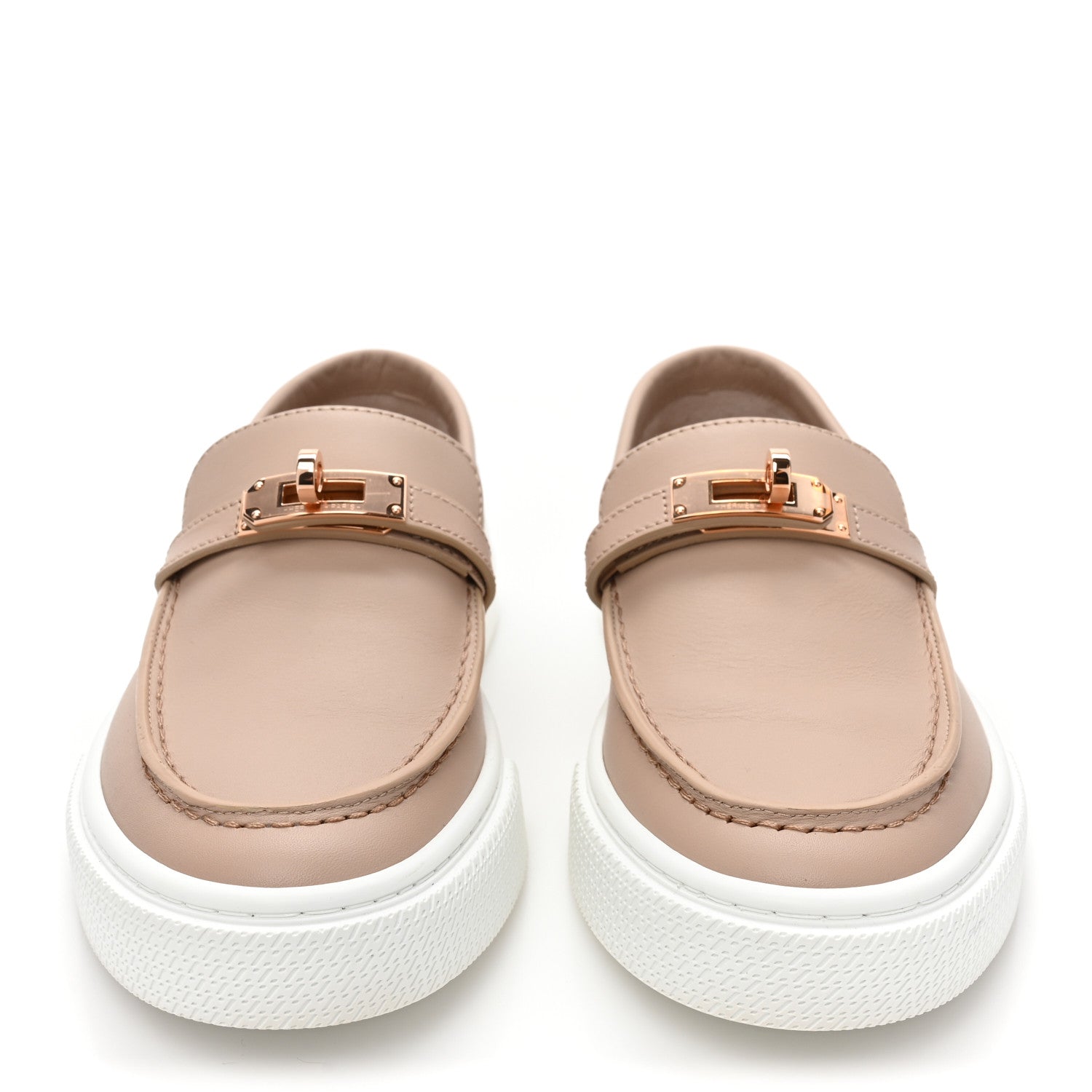 Hermes Calfskin Game Slip On Sneakers 35.5 Beige Nude 2 of 8