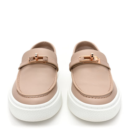 Hermes Calfskin Game Slip On Sneakers 35.5 Beige Nude 2 of 8