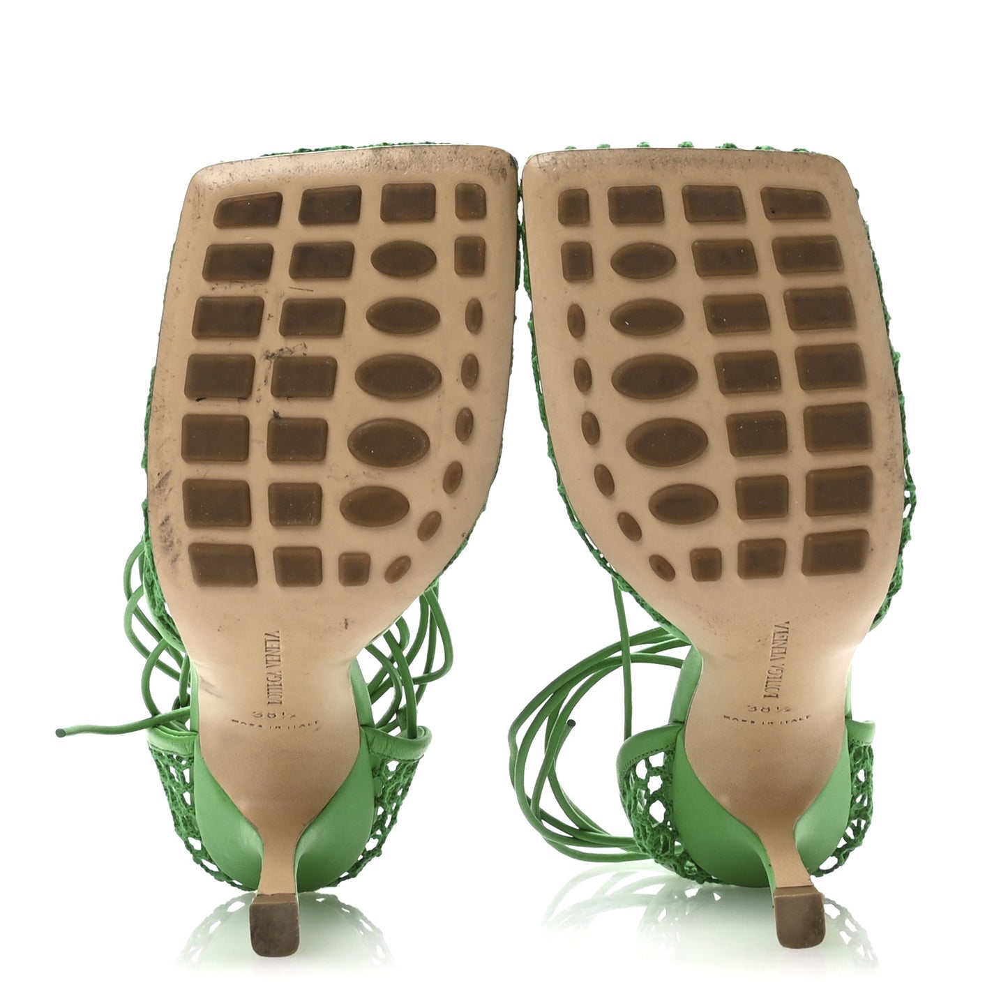 Mesh Nappa Stretch Ankle Tie 90mm Sandals 38.5 Grass