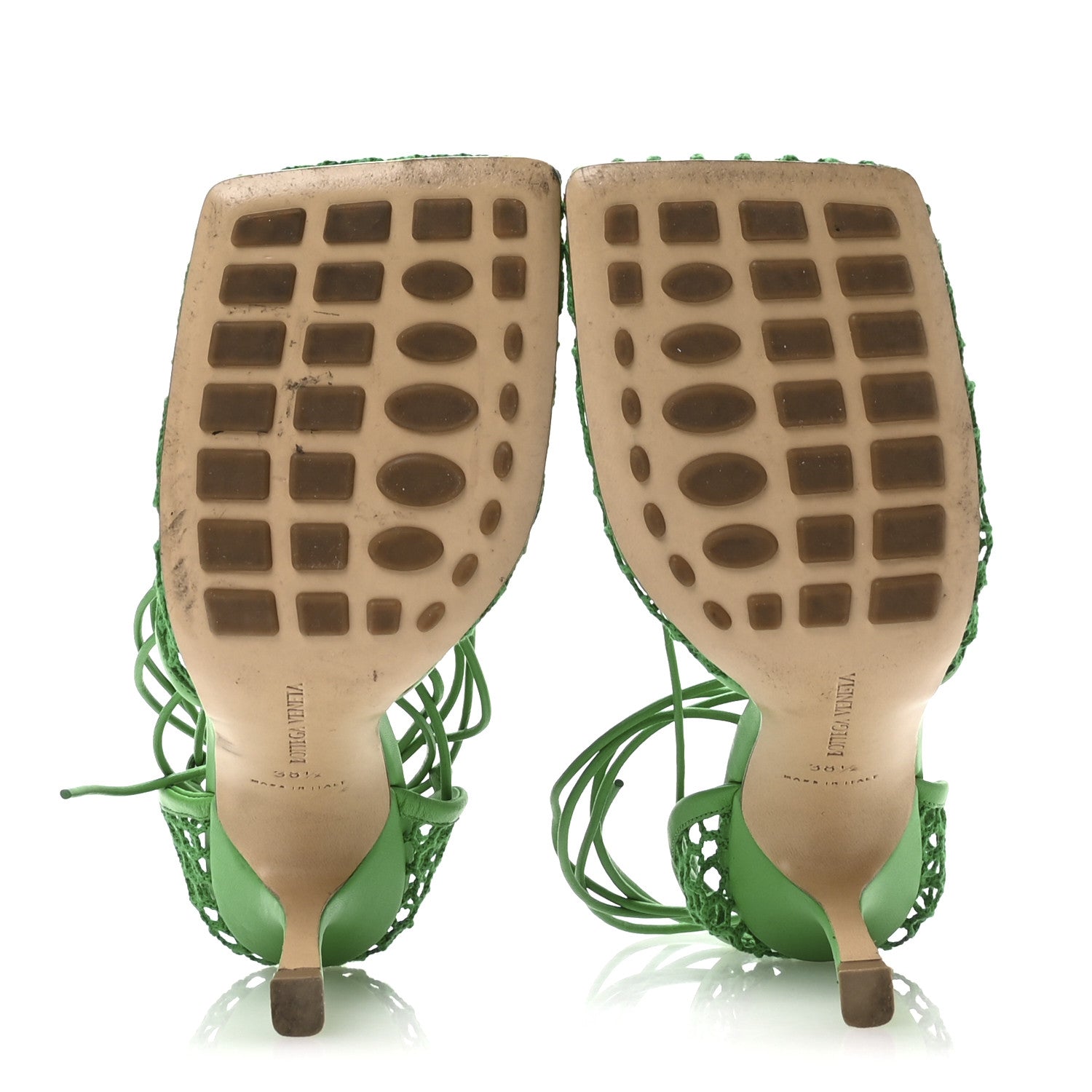 Bottega Veneta Mesh Nappa Stretch Ankle Tie 90mm Sandals 38.5 Grass 6 of 8