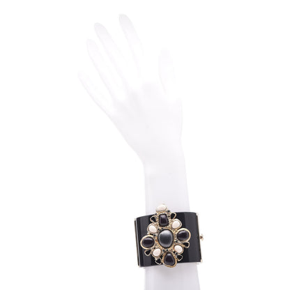 Chanel Resin Crystal Cabochon Cuff Black 2 of 5