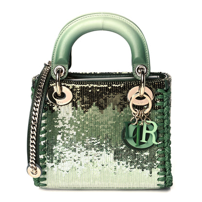 Christian Dior Calfskin Sequin Gradient Stitched Mini Lady Dior Green 1 of 13