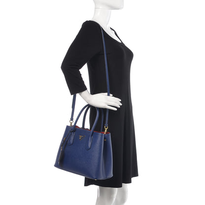 Prada Saffiano Cuir Small Double Bag Inchiostro Fuoco 2 of 12