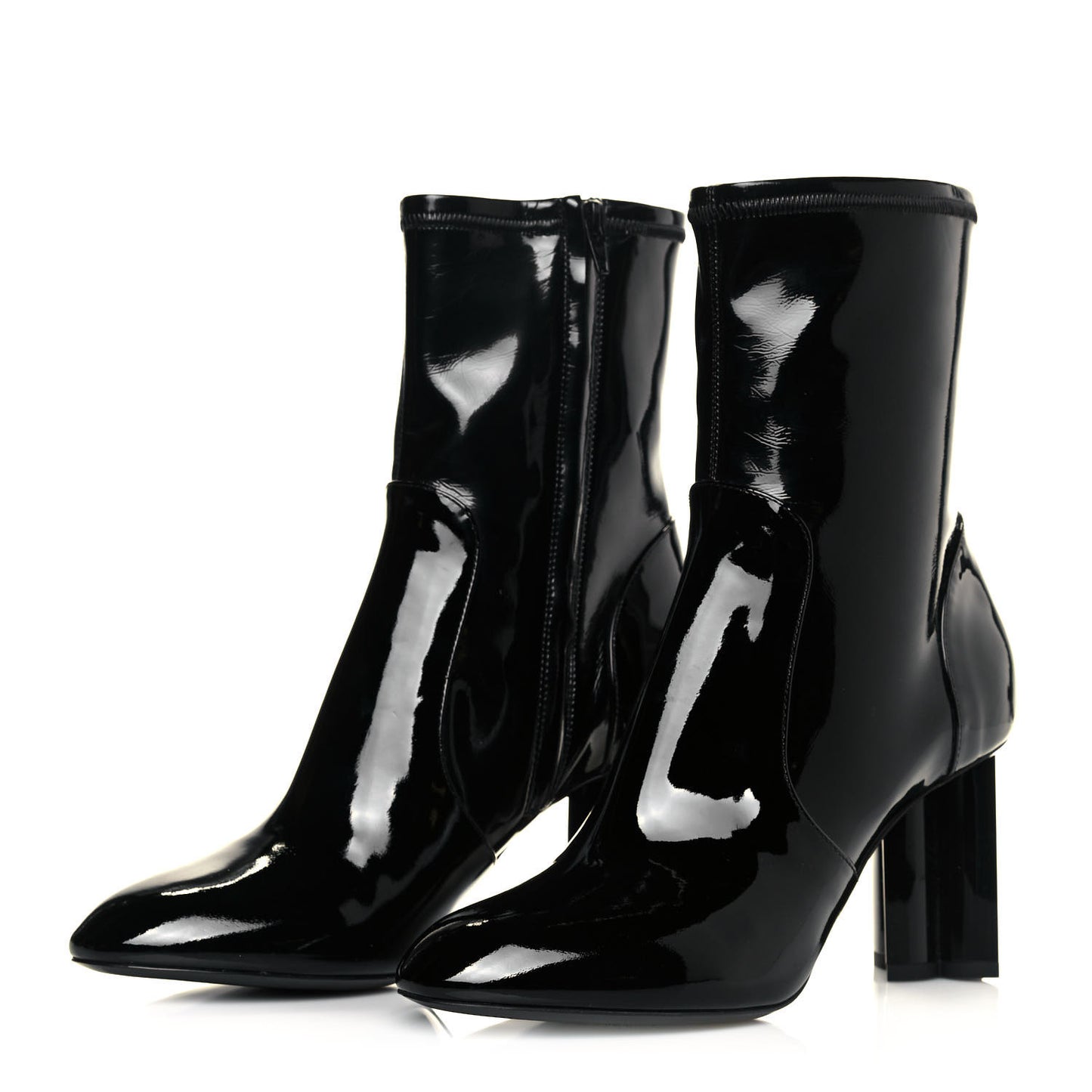 Patent Silhouette Ankle Boots 38 Black