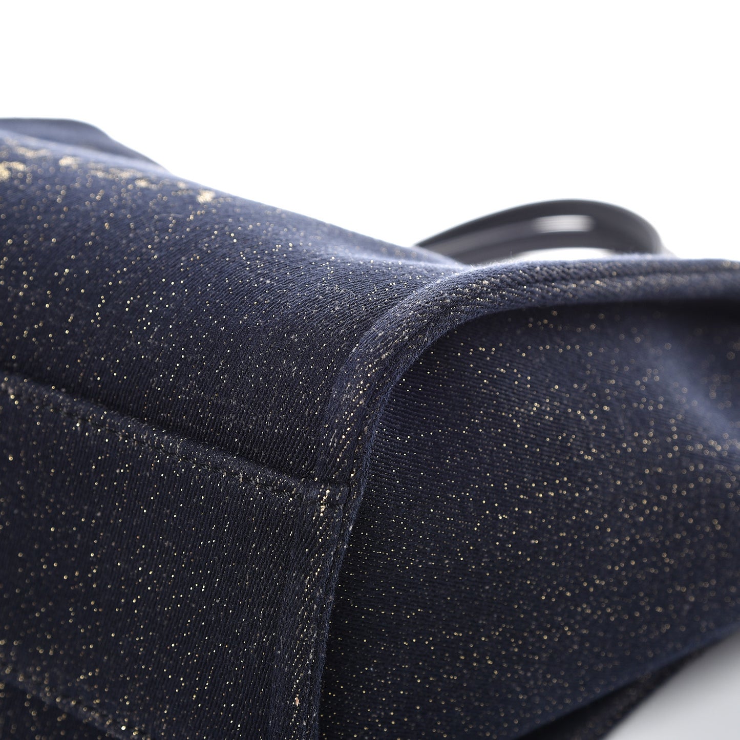 Lurex Canvas Small Deauville Tote Navy Blue Gold