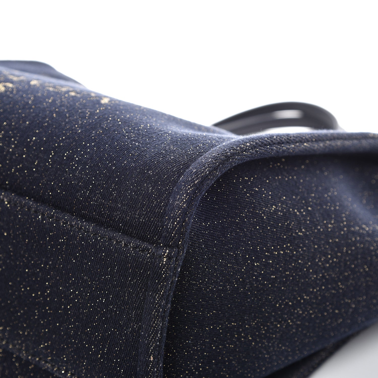 Chanel Lurex Canvas Small Deauville Tote Navy Blue Gold 9 of 12