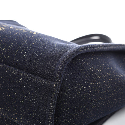 Chanel Lurex Canvas Small Deauville Tote Navy Blue Gold 9 of 12