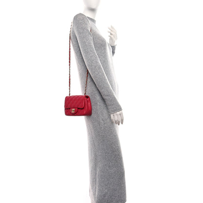 Chanel Lambskin Quilted Mini Square Flap Red 2 of 9