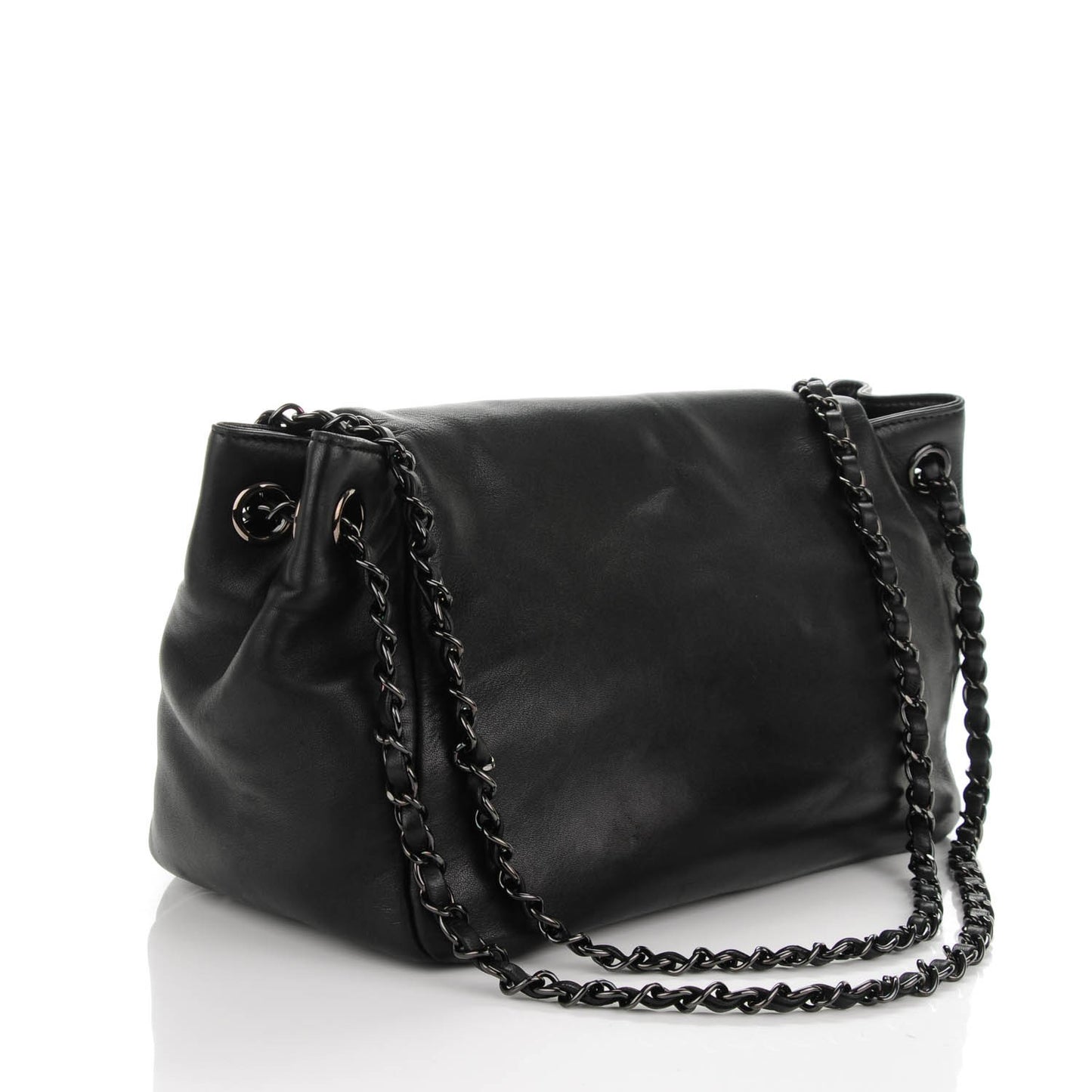Lambskin Studded Accordion CC Flap Black