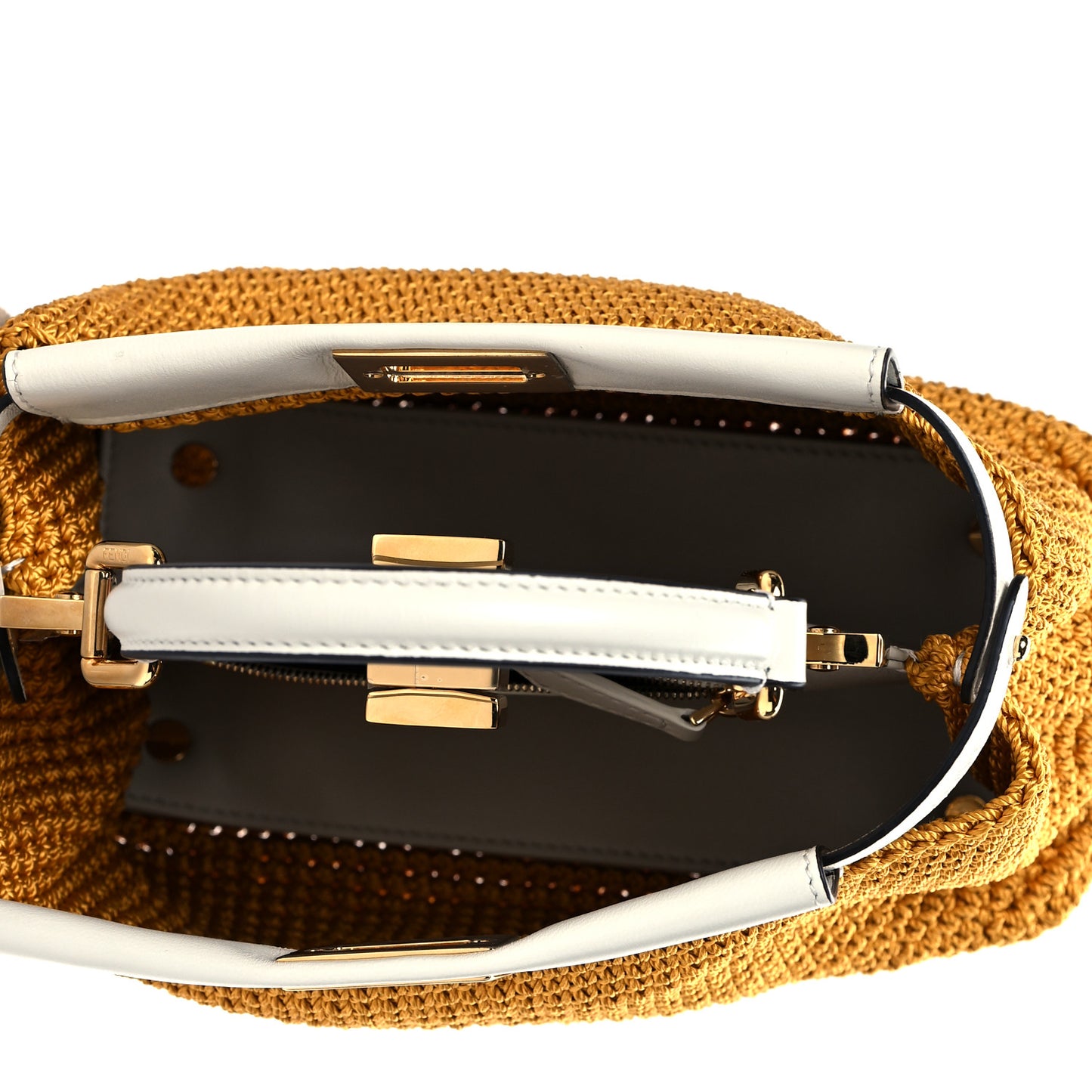 Fabric Crochet Nappa Mini Peekaboo Iconic Satchel Mimosa White