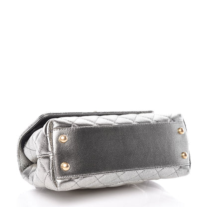 Chanel Metallic Caviar Quilted Mini Coco Handle Flap Silver 4 of 10