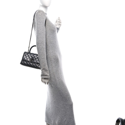 Chanel Metallic Aged Calfskin Quilted Mini Coco Handle Flap Charcoal 2 of 12