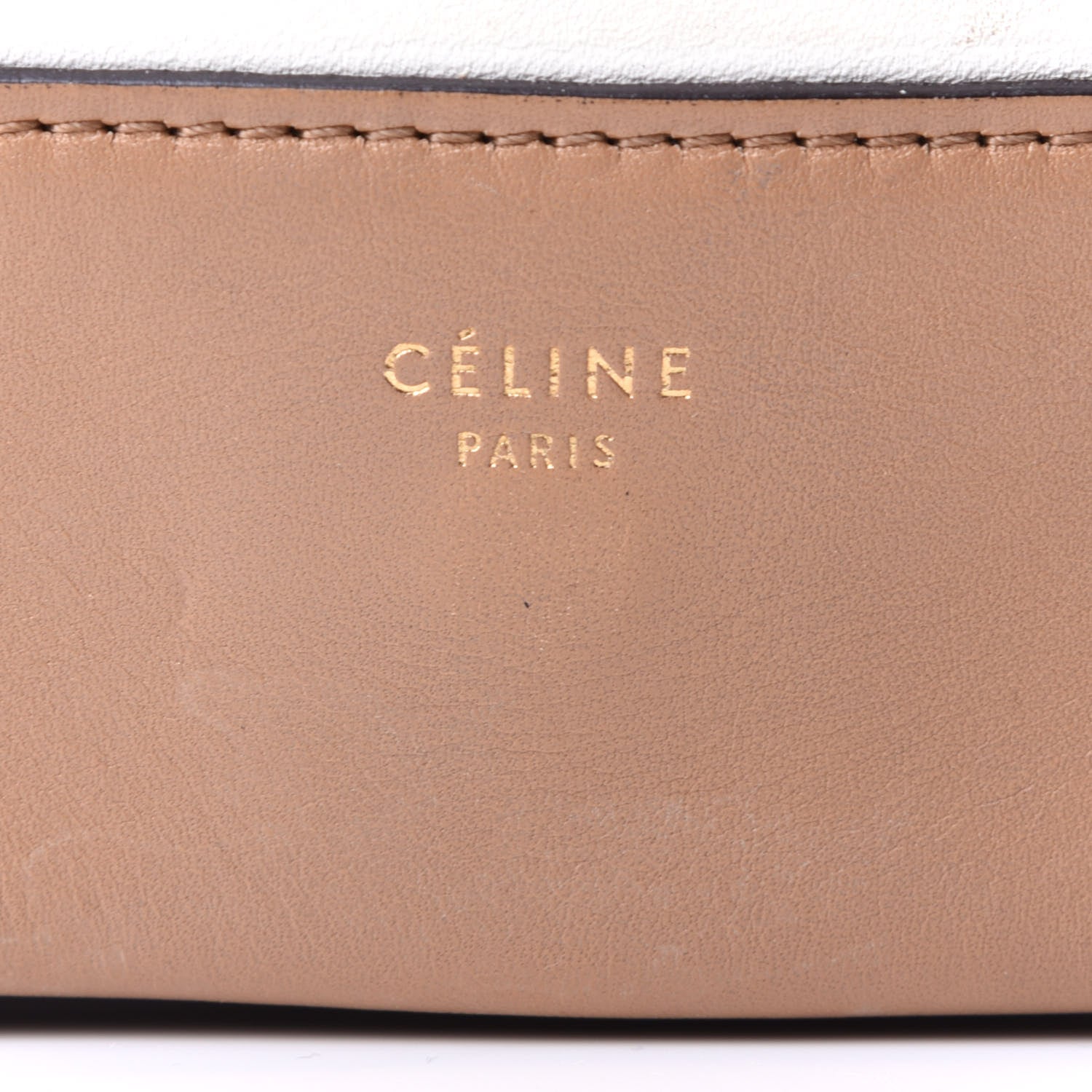 Celine Shiny Smooth Calfskin Medium Frame Shoulder Bag Tan Optic White 3 of 4