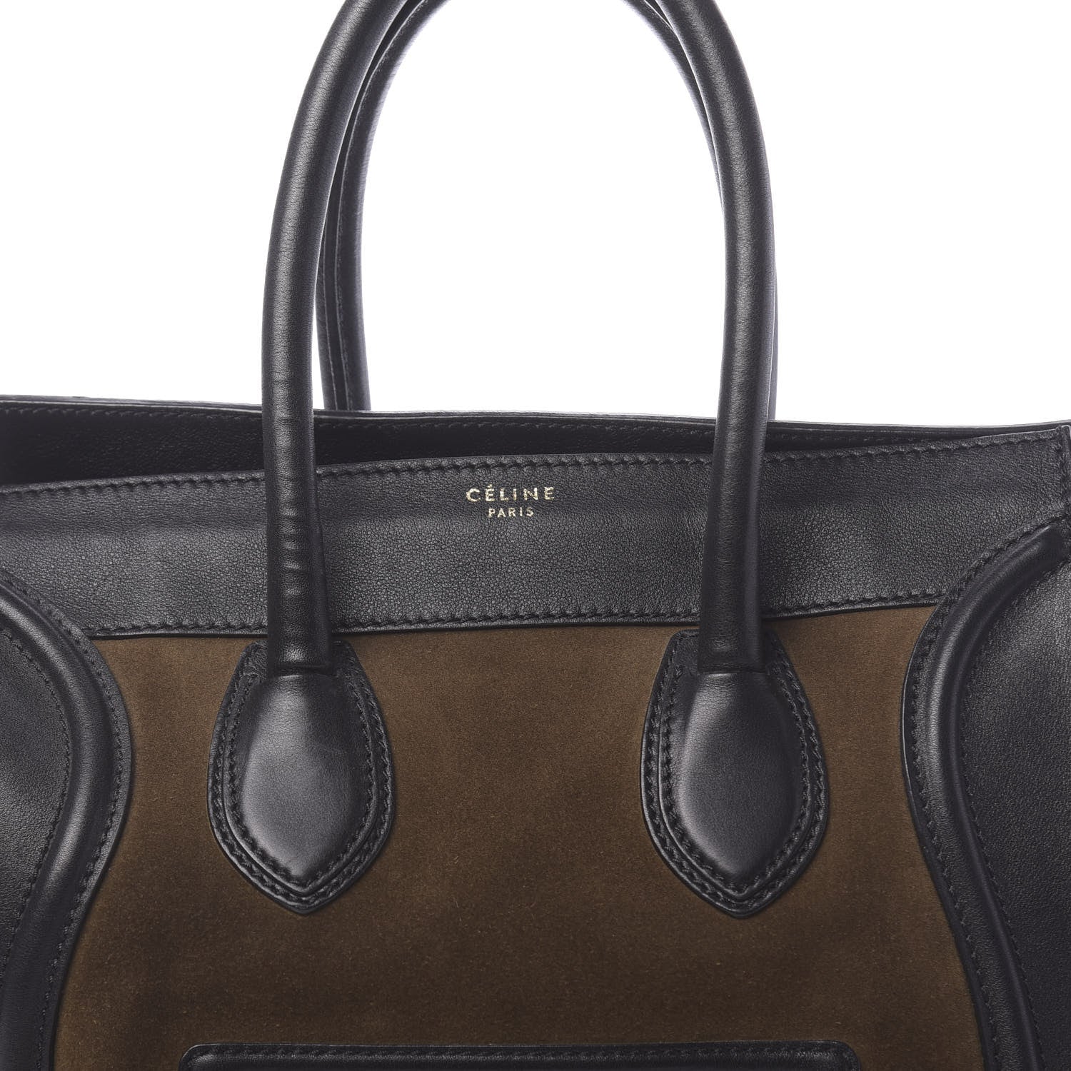 Celine Suede Smooth Calfskin Mini Luggage Olive 10 of 12