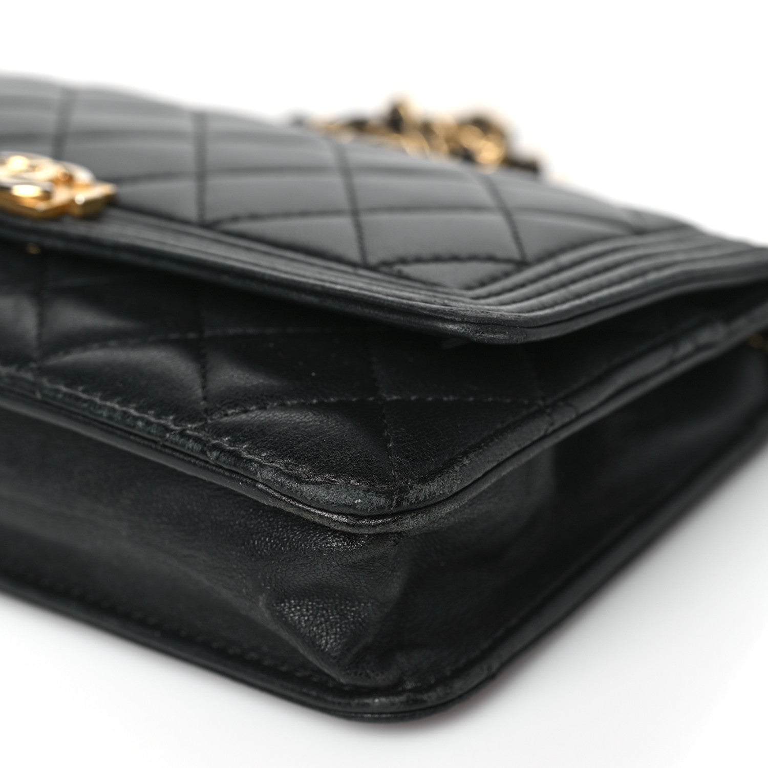 Chanel Lambskin Quilted Boy Wallet On Chain WOC Black 12 of 16