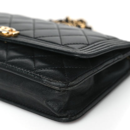 Chanel Lambskin Quilted Boy Wallet On Chain WOC Black 12 of 16