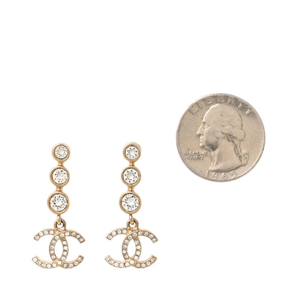 Chanel Crystal CC Drop Earrings Gold 2 of 5