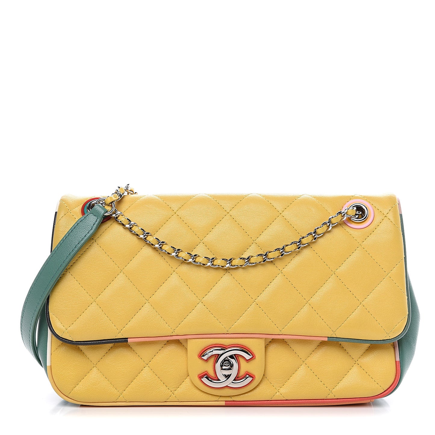 Lambskin Plexiglass Quilted Medium Cuba Color Flap Yellow Multicolor