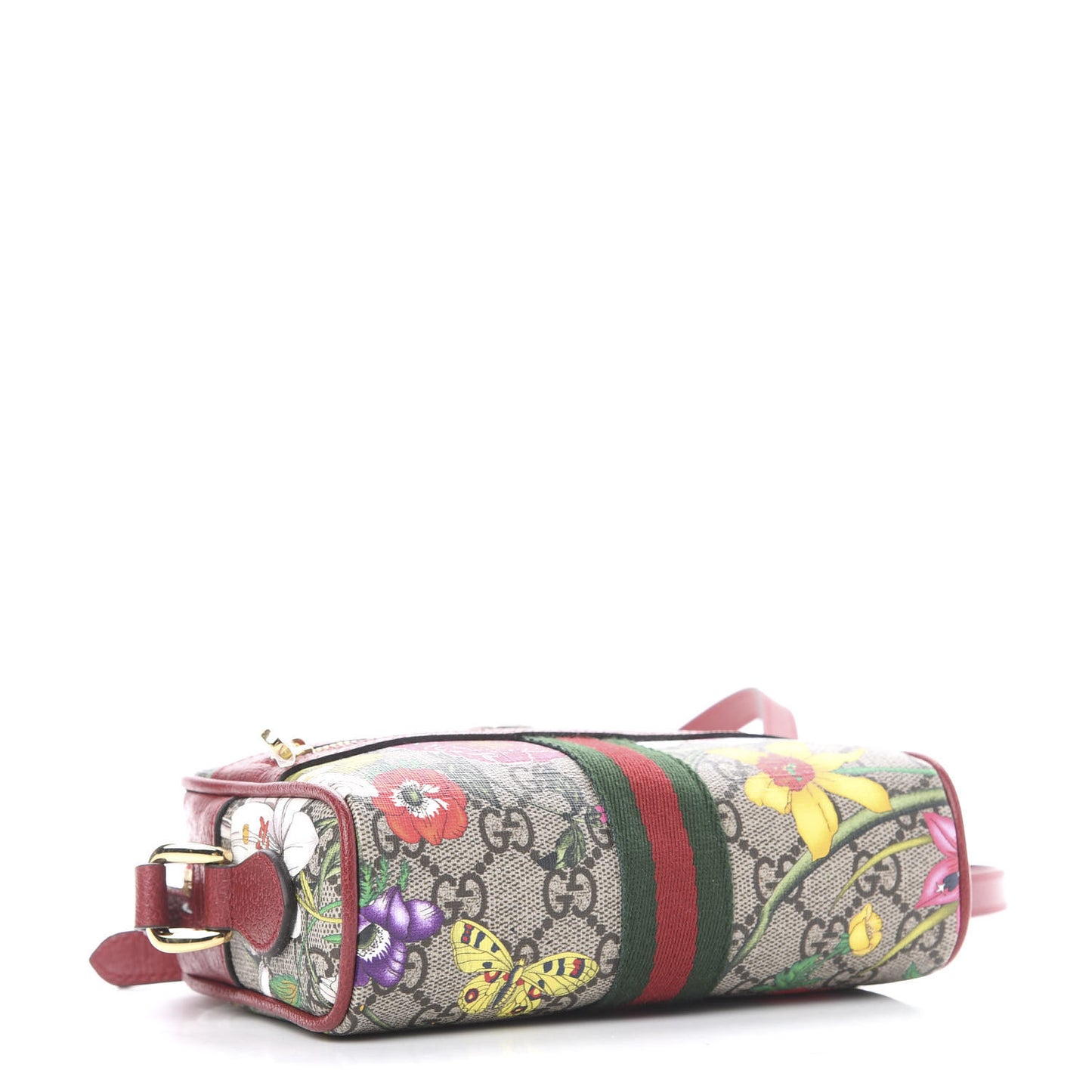 GG Supreme Monogram Flora Web Mini Ophidia Shoulder Bag Red