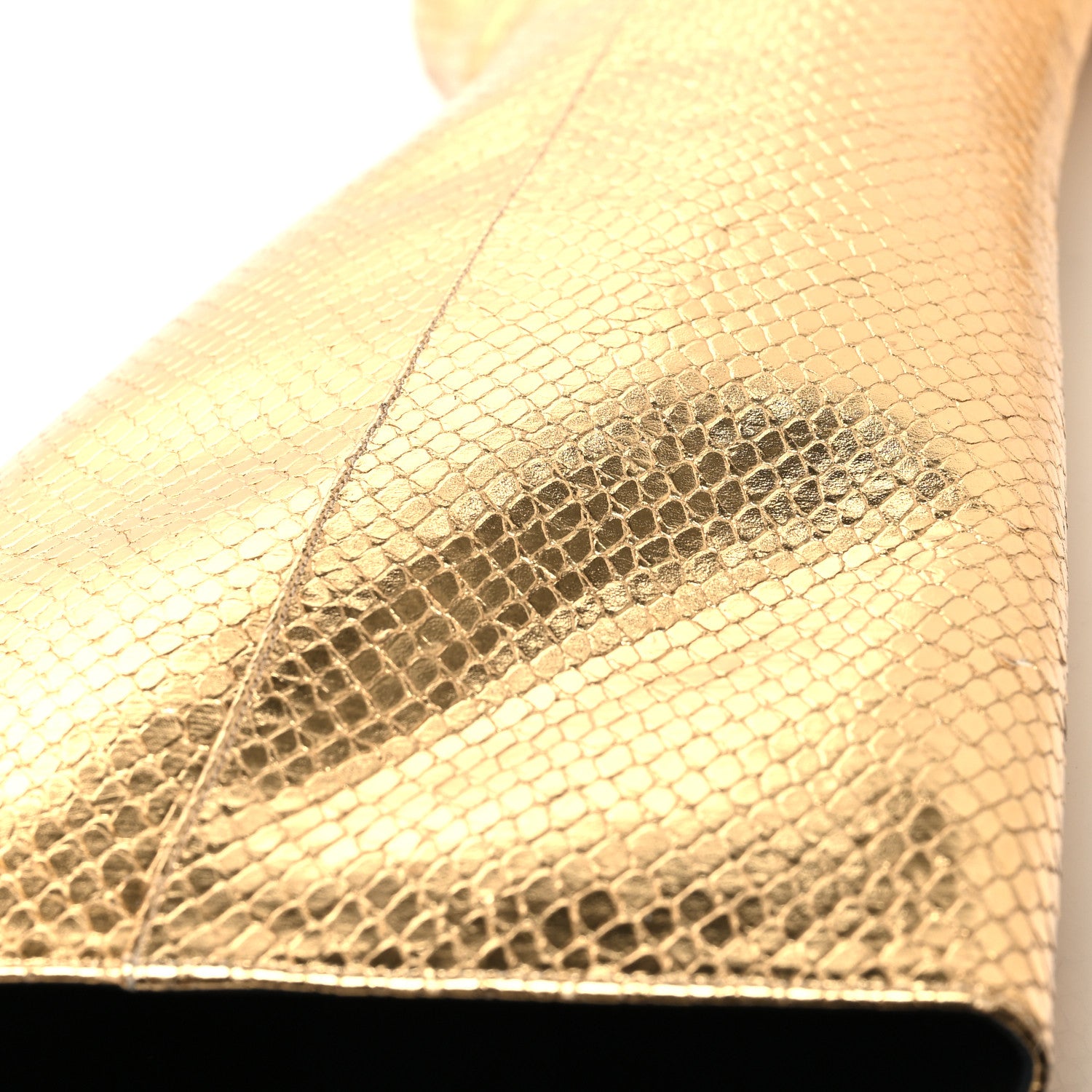 Saint Laurent Metallic Calfskin Python Embossed Knee Boot 40 Gold 9 of 9