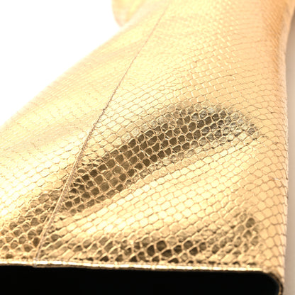 Saint Laurent Metallic Calfskin Python Embossed Knee Boot 40 Gold 9 of 9