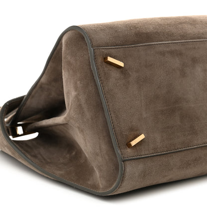 Salvatore Ferragamo Suede Large Hug Soft Shoulder Bag Concrete 9 of 10