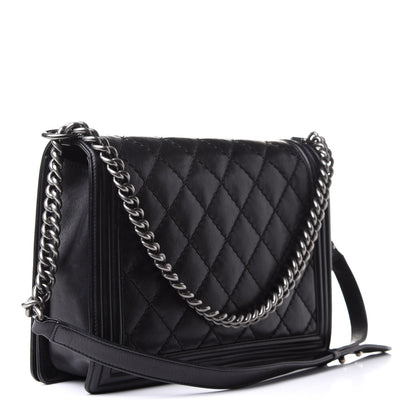 Chanel Calfskin Double Stitch Large Boy Flap Black 3 of 13